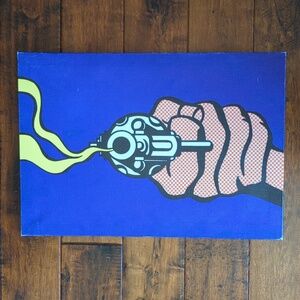 Roy Lichtenstein Gun In America  print on canvas.